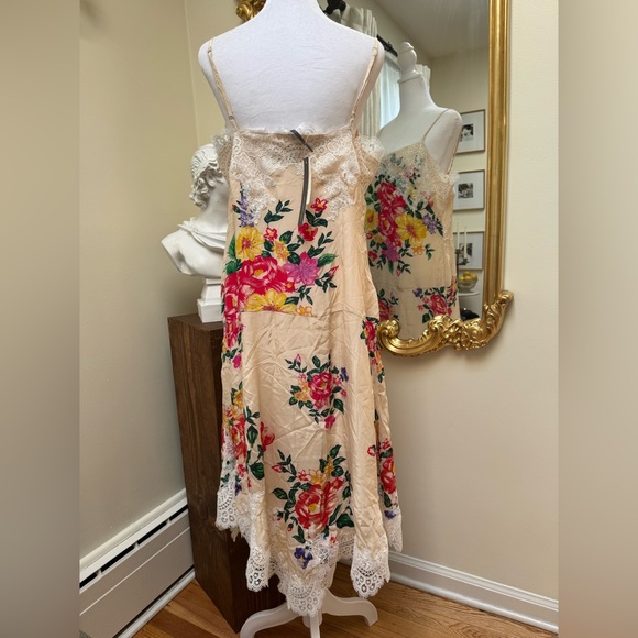 NWT Anthropologie Sleeveless V-Neck Lace Slip Midi Dress Size Large - Picture 6 of 8